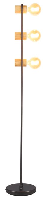 Gulvlampe Chieveley 3 x E27 sort-træ