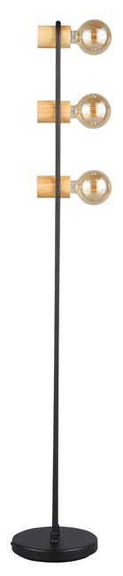 Gulvlampe Chieveley 3 x E27 sort-træ