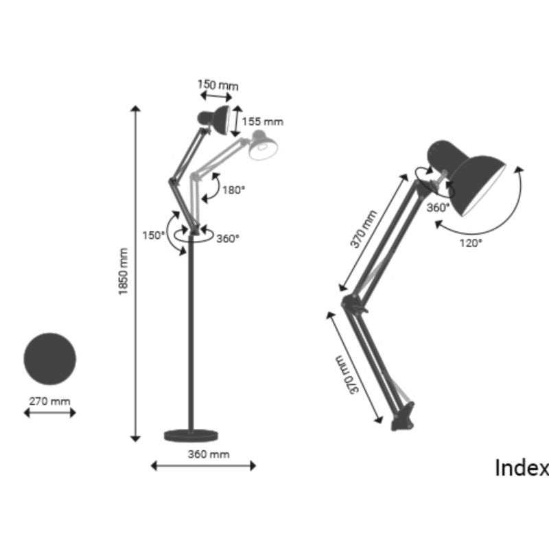 Gulvlampe Tegne 1xE27 Sort