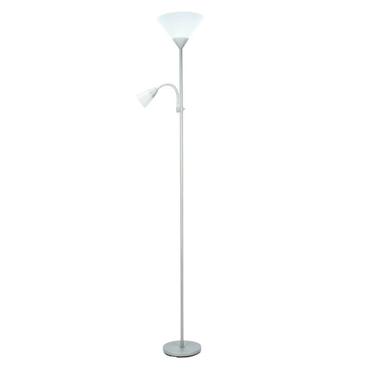 Sølv gulvlampe med E27 og E14 fatning
