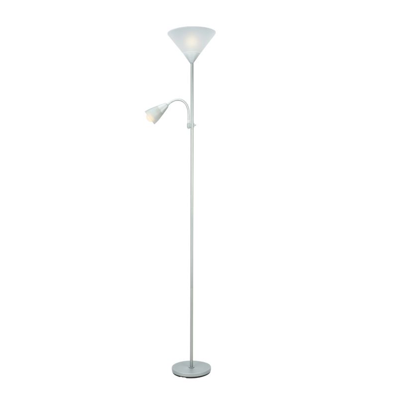 Sølv gulvlampe med E27 og E14 fatning