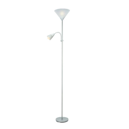 Sølv gulvlampe med E27 og E14 fatning