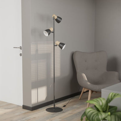 Gulvlampe Cornflower 3xE27 Sort Træ