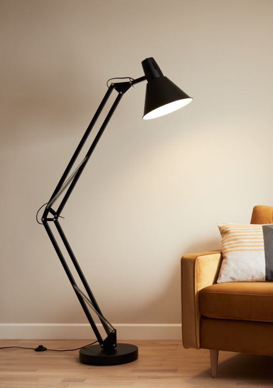 GoodHome Harchies gulvlampe 1-punkts E27 mat-sort