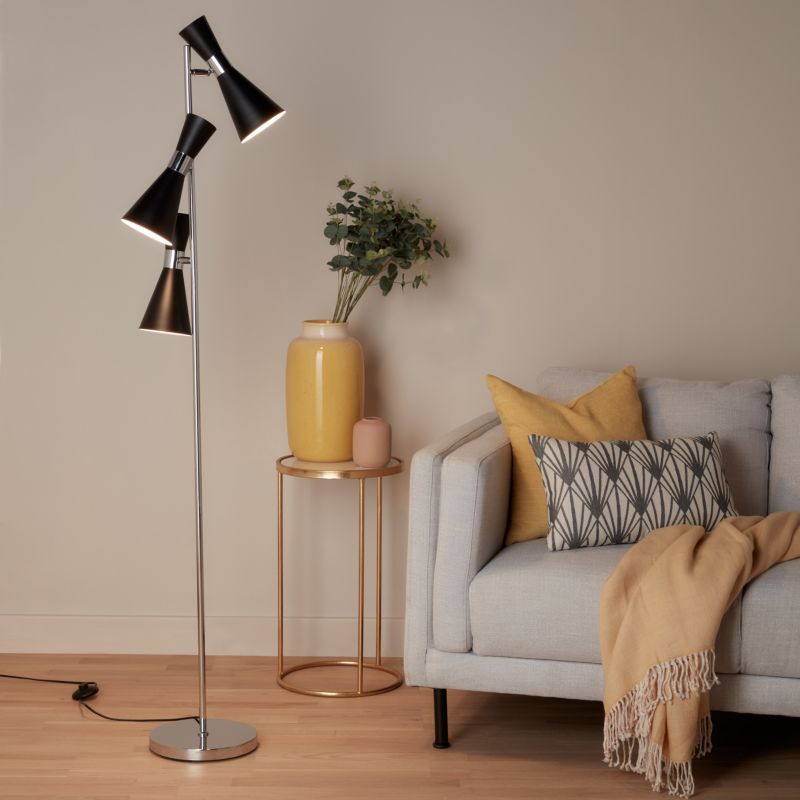 GoodHome Mengame 3-punkts gulvlampe E14 sort