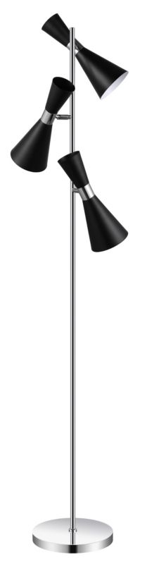 GoodHome Mengame 3-punkts gulvlampe E14 sort