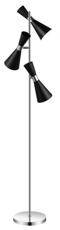 GoodHome Mengame 3-punkts gulvlampe E14 sort