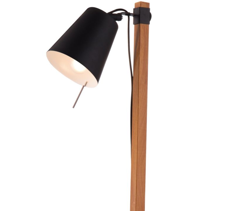 Gulvlampe Menonry 1-punkt E27 Sort/Træ