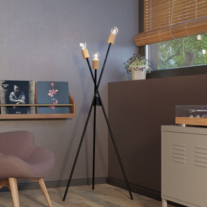 Gulvlampe Stellata 3xE27 Sort Træ