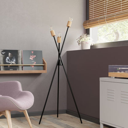 Gulvlampe Stellata 3xE27 Sort Træ