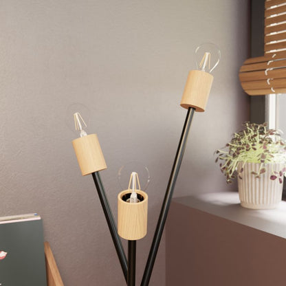 Gulvlampe Stellata 3xE27 Sort Træ