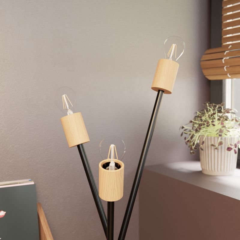 Gulvlampe Stellata 3xE27 Sort Træ