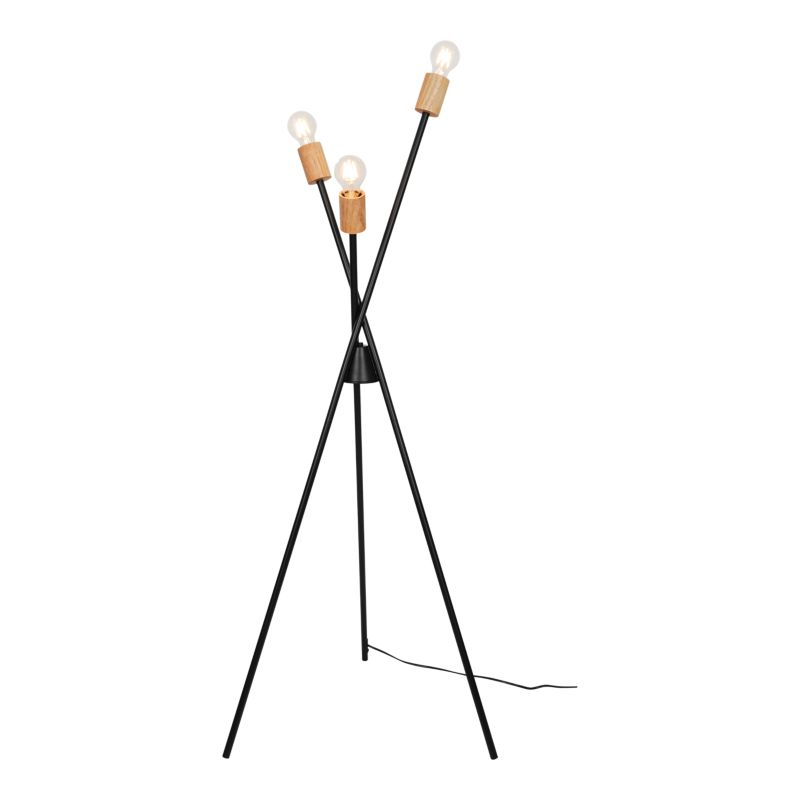 Gulvlampe Stellata 3xE27 Sort Træ