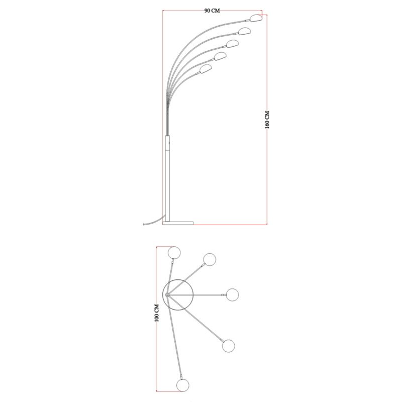 LED-gulvlampe GoodHome Coolah 5-punkts 2500 lm krom