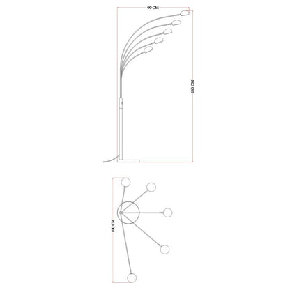 LED-gulvlampe GoodHome Coolah 5-punkts 2500 lm krom