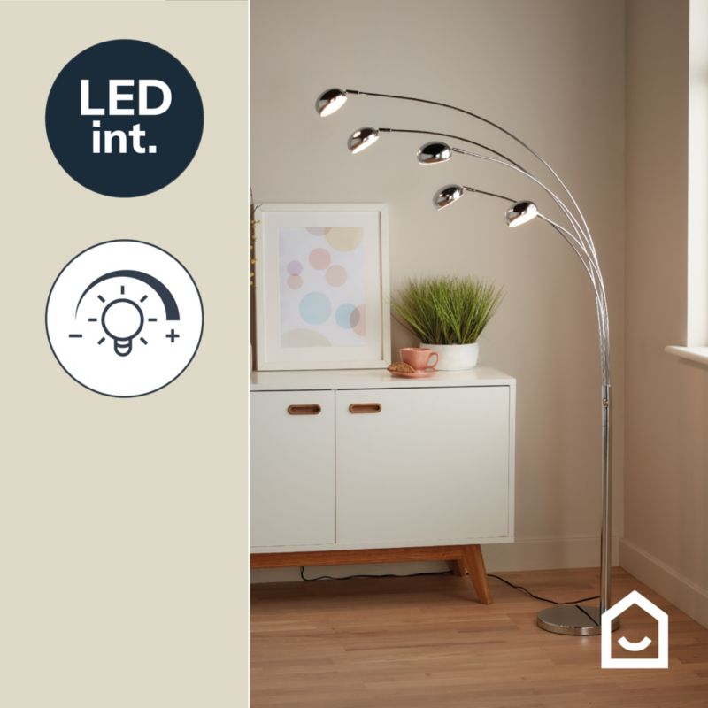 LED Gulvlampe Coolah 5-Punkts 2500 lm Krom