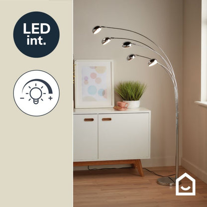 LED Gulvlampe Coolah 5-Punkts 2500 lm Krom