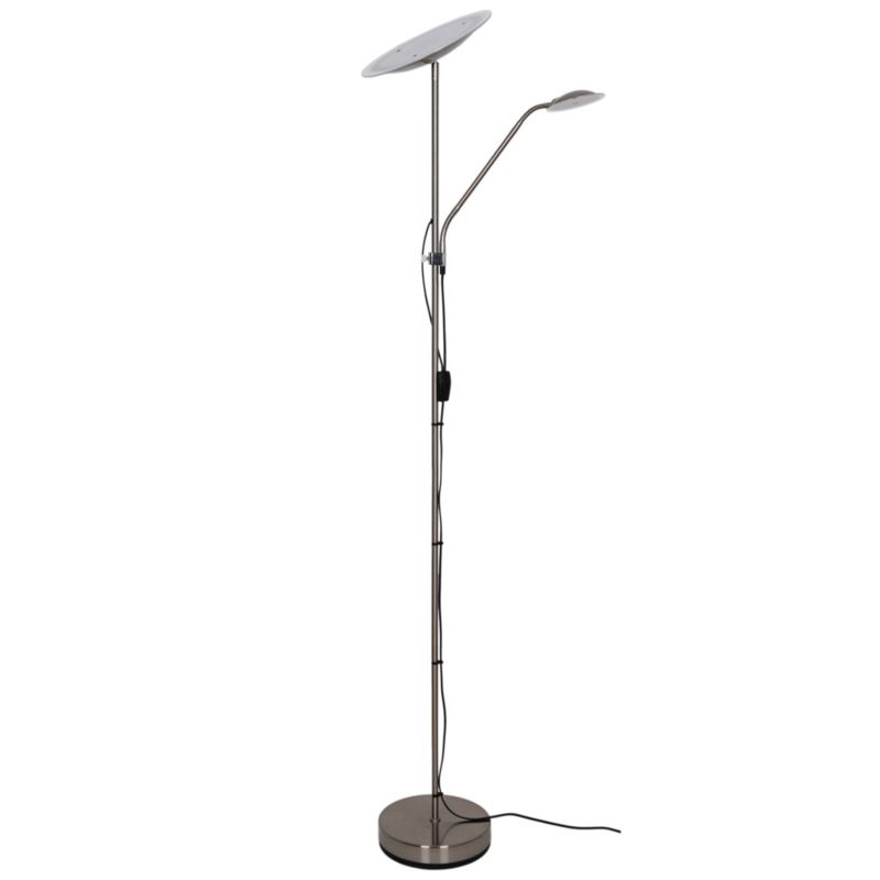 LED-gulvlampe GoodHome Picrite i børstet krom