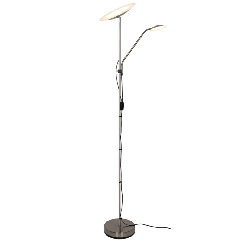 LED-gulvlampe GoodHome Picrite i børstet krom