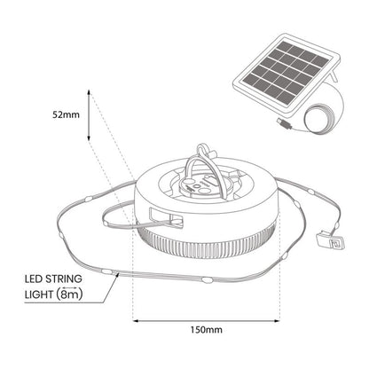 Solarlampe Corda 3000 K / 9000 K IP44 8 m