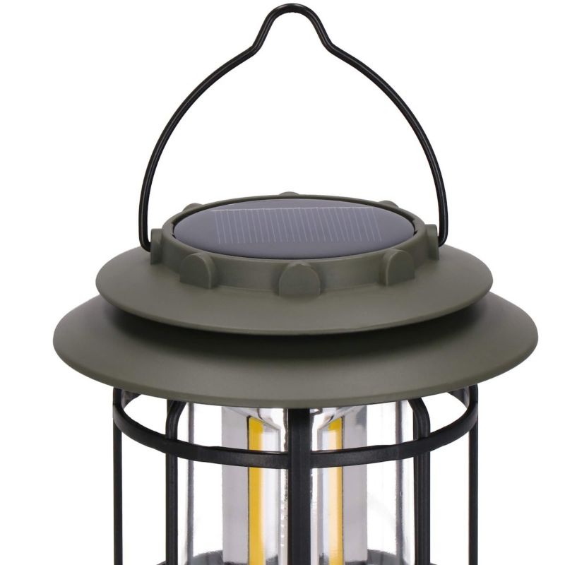 Springos retro-solcellelampe til camping med LED COB og justerbar lysstyrke, 1 stk.