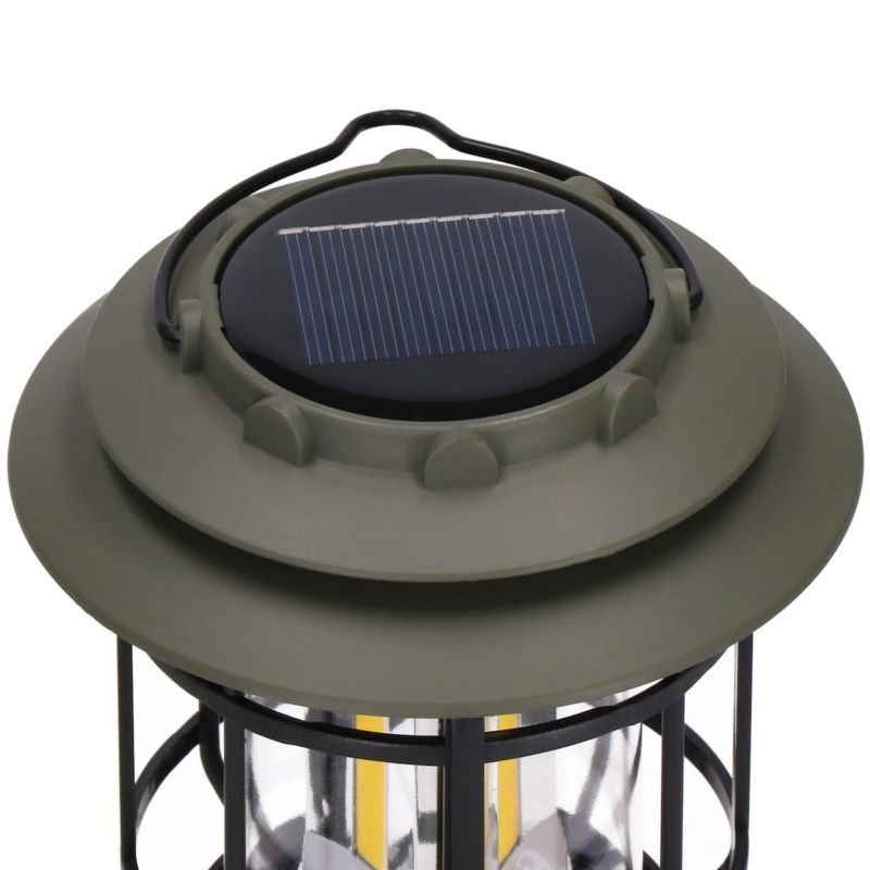 Springos retro-solcellelampe til camping med LED COB og justerbar lysstyrke, 1 stk.