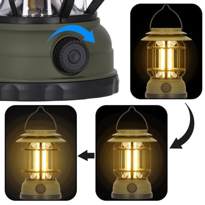 Springos retro-solcellelampe til camping med LED COB og justerbar lysstyrke, 1 stk.