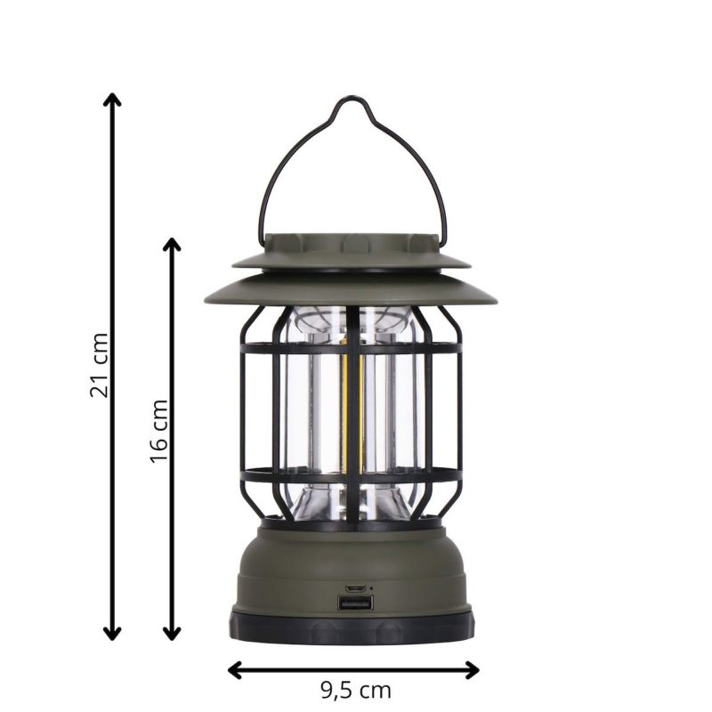 Springos retro-solcellelampe til camping med LED COB og justerbar lysstyrke, 1 stk.