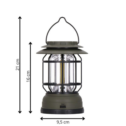 Springos retro-solcellelampe til camping med LED COB og justerbar lysstyrke, 1 stk.