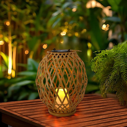 Solarlampe Rattan Guld 22x35 cm