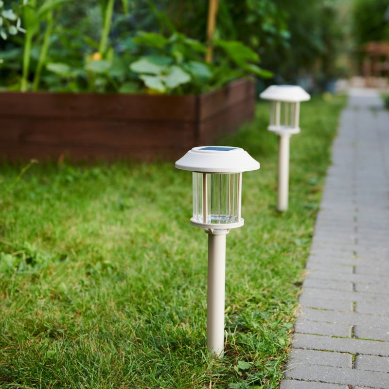 Solcellelampe med spyd Bublik i cremefarve