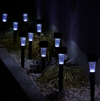 Sort solcellelampe med jordspyd, 10 stk.