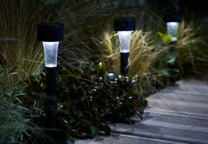 Sort solcellelampe med jordspyd, 10 stk.