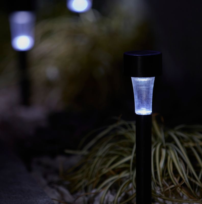 Sort solcellelampe med jordspyd, 10 stk.