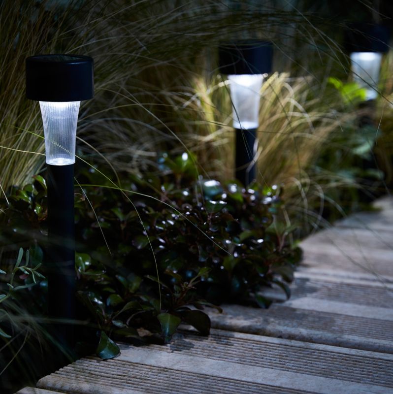 Sort solcellelampe med jordspyd, 10 stk.