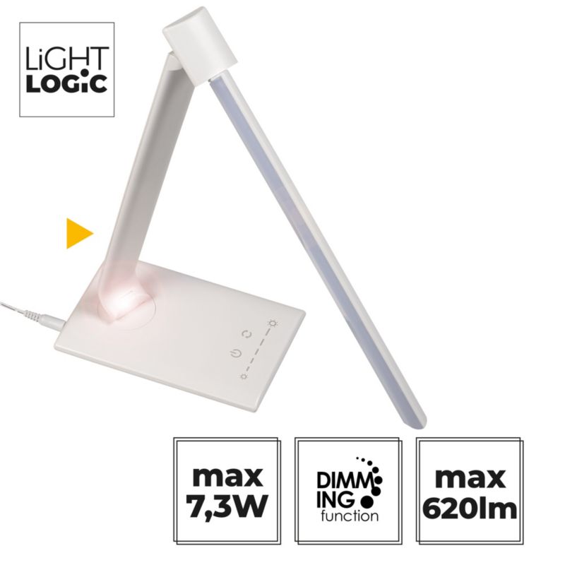 LED bordlampe LightLogic LL DESK LAMP LED 01 W 66081 hvid 1 stk.