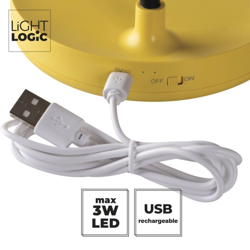 LED bordlampe LightLogic LL KITA DIM CCT YL 66366 med justerbar farvetemperatur 3000/4000/6500 K til børn gul USB 1 stk.