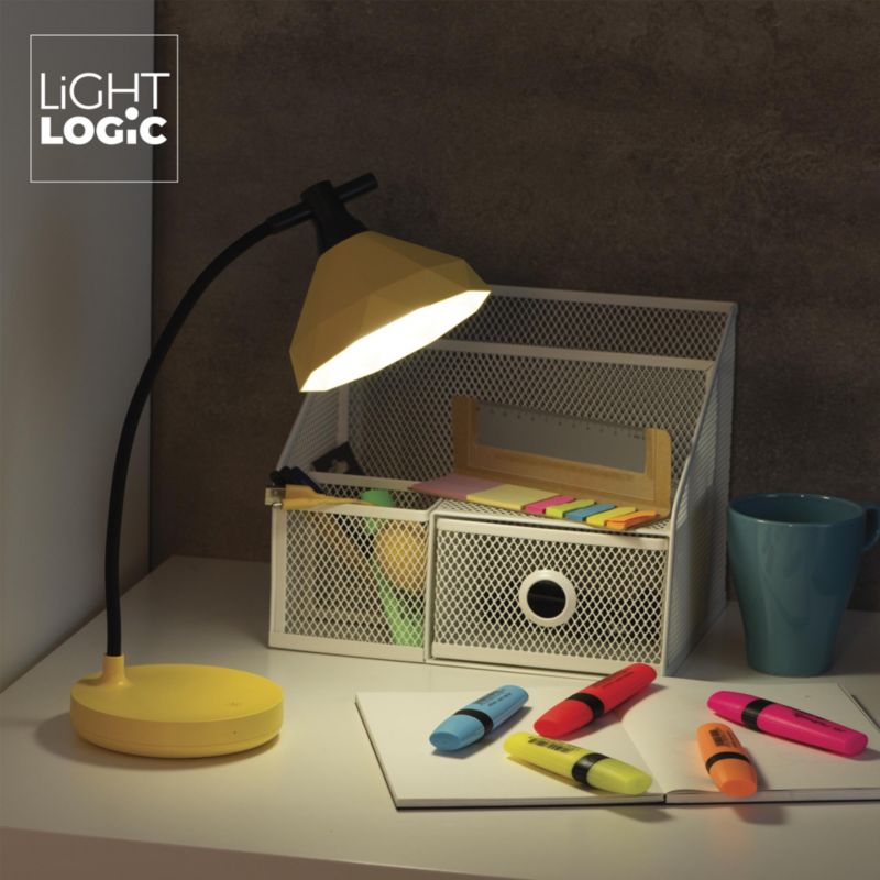 LED bordlampe LightLogic LL KITA DIM CCT YL 66366 med justerbar farvetemperatur 3000/4000/6500 K til børn gul USB 1 stk.