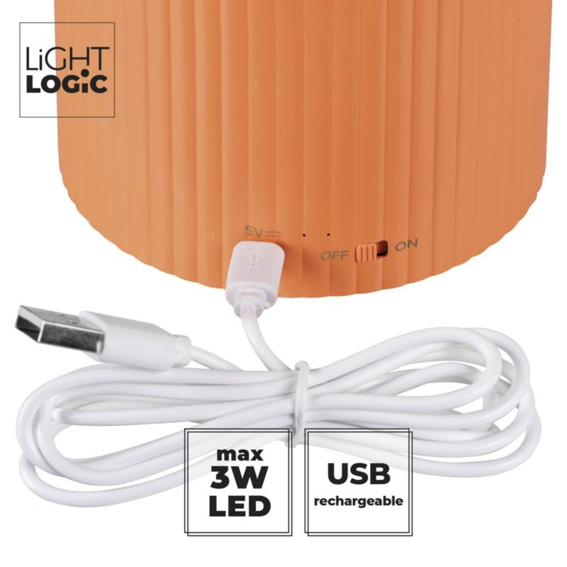 LED bordlampe LightLogic LL LANKI DIM CCT OR 66374 med justerbar farvetemperatur 3000/4000/6500K, børnebordlampe, orange, USB, 1 stk.