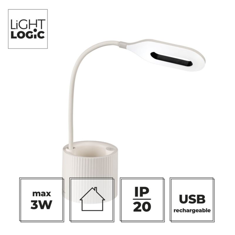 LED bordlampe LightLogic LL LANKI DIM CCT W 66372 til børn med USB og organizer, 1 stk.
