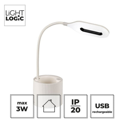 LED bordlampe LightLogic LL LANKI DIM CCT W 66372 til børn med USB og organizer, 1 stk.