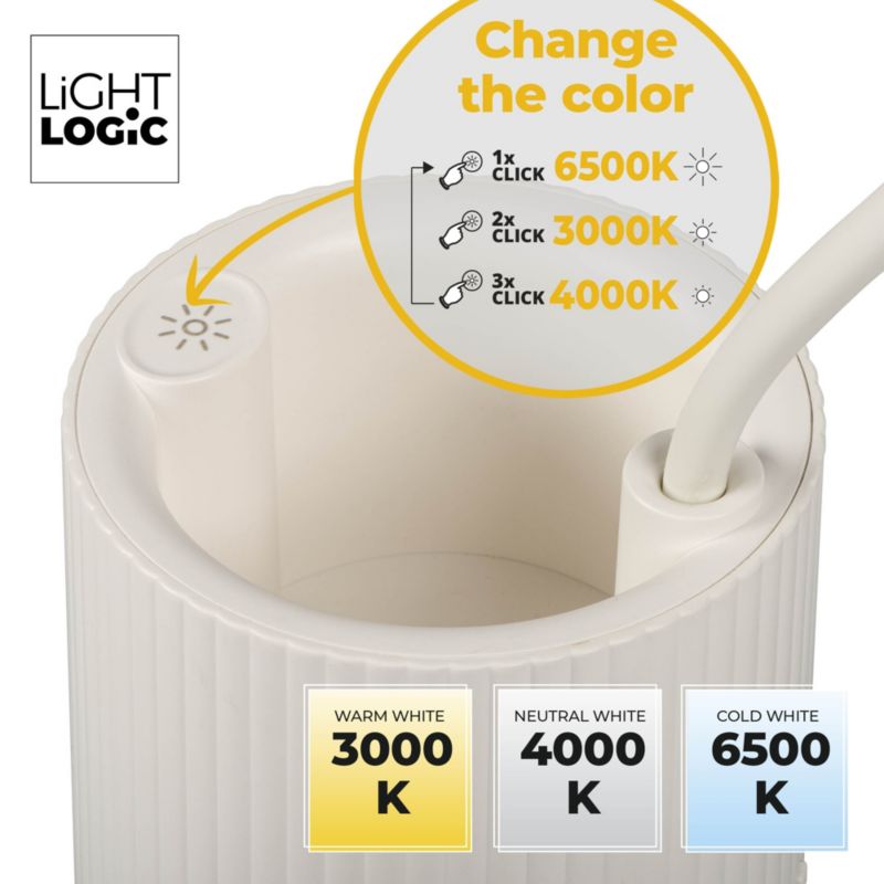 LED bordlampe LightLogic LL LANKI DIM CCT W 66372 til børn med USB og organizer, 1 stk.
