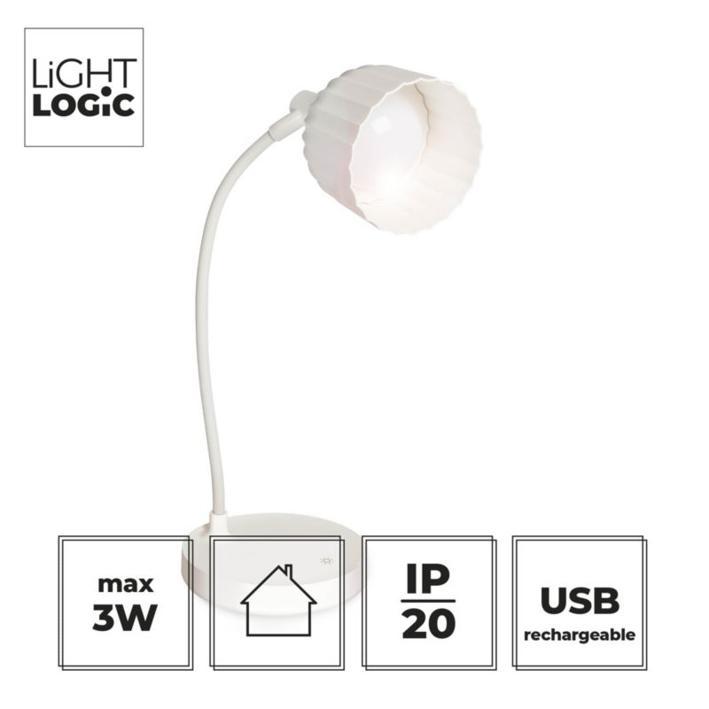 LED bordlampe LightLogic LL NICA DIM CCT W 66369 til børn hvid nat USB 1 stk.