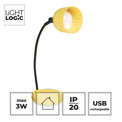LED bordlampe LightLogic LL NICA DIM CCT YL 66371 med justerbar temperatur 3000/4000/6500 K, gul, børneværelse, natlampe, USB, 1 stk.