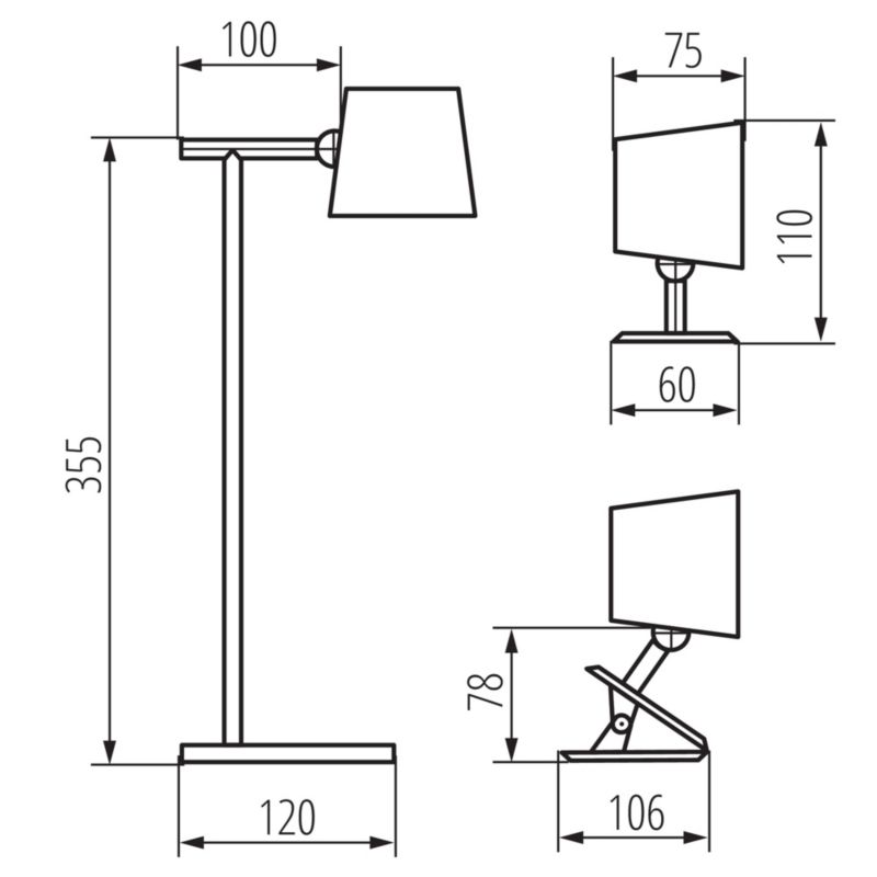 LED-bordlampe LightLogic LL USUL 3in1DIM+CCT-B med justerbar farvetemperatur 3000/4000/6500 K, sort, væglampe, klemme, USB, 1 stk.