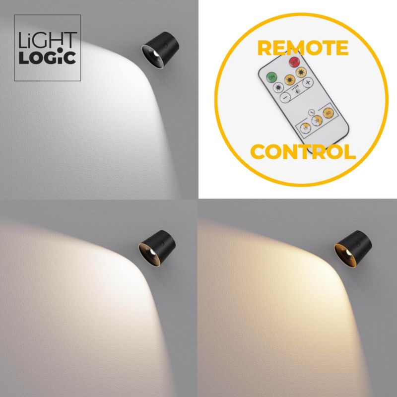LED-bordlampe LightLogic LL USUL 3in1DIM+CCT-B med justerbar farvetemperatur 3000/4000/6500 K, sort, væglampe, klemme, USB, 1 stk.