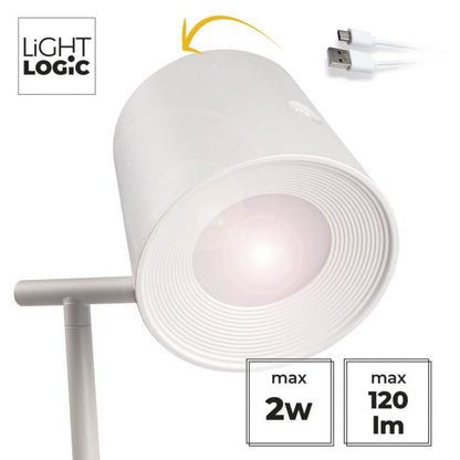 LED bordlampe LightLogic LL USUL 3in1DIM+CCT-W 66390 med justering 3000/4000/6500 K hvid væglampe med clips USB 1 stk.