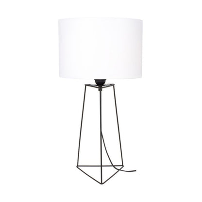 SPOT Light bordlampe 1xE27 25W klassisk sort med hvid stofskærm, polsk producent, 1 stk.