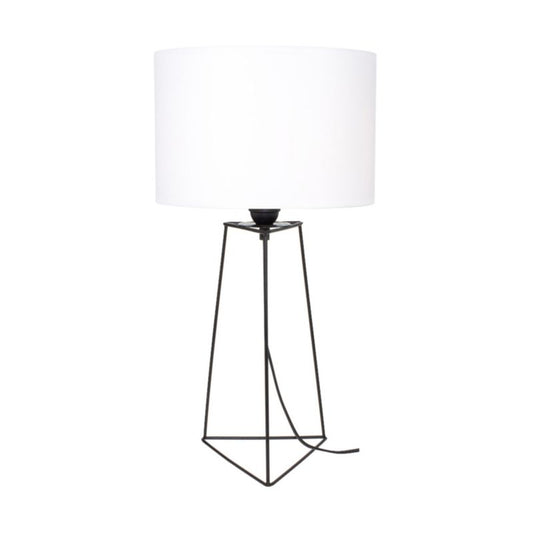 SPOT Light bordlampe 1xE27 25W klassisk sort med hvid stofskærm, polsk producent, 1 stk.