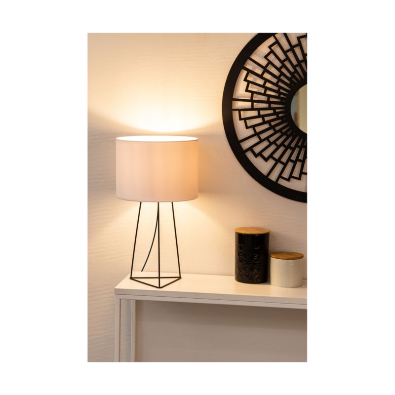 SPOT Light bordlampe 1xE27 25W klassisk sort med hvid stofskærm, polsk producent, 1 stk.